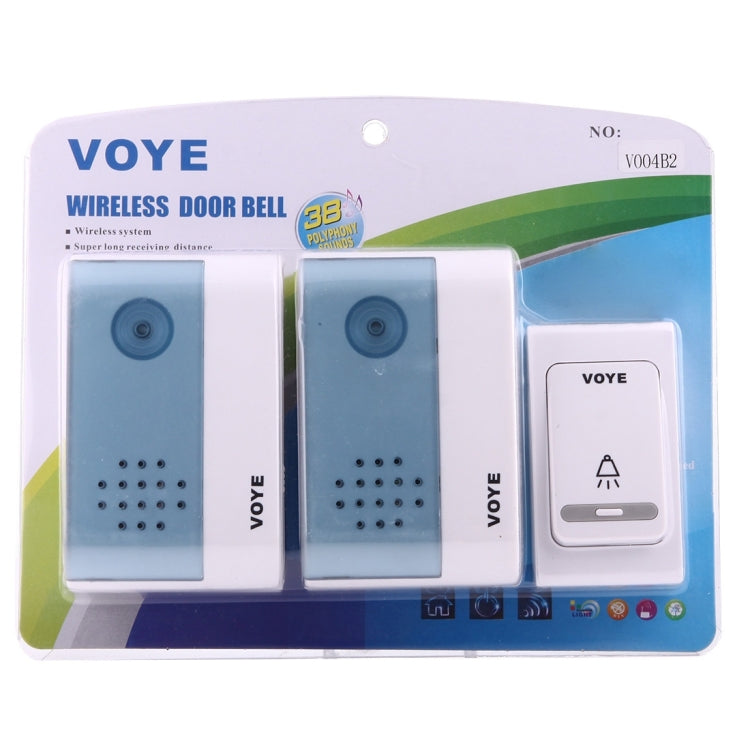 VOYE V004B2 Timbre inalámbrico para el hogar con música inteligente y receptor dual, distancia del control remoto: 120 m (aire libre), V004B2