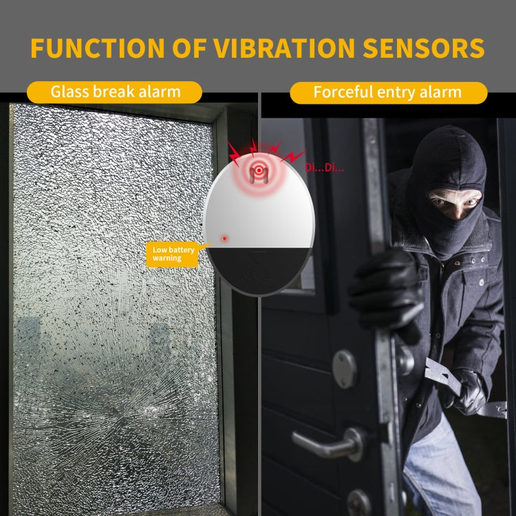 DOBERMAN SE-0106 Alarma de sensor de vibración de detección de alerta de puerta/ventana redonda ultradelgada para seguridad de alarmas del hogar