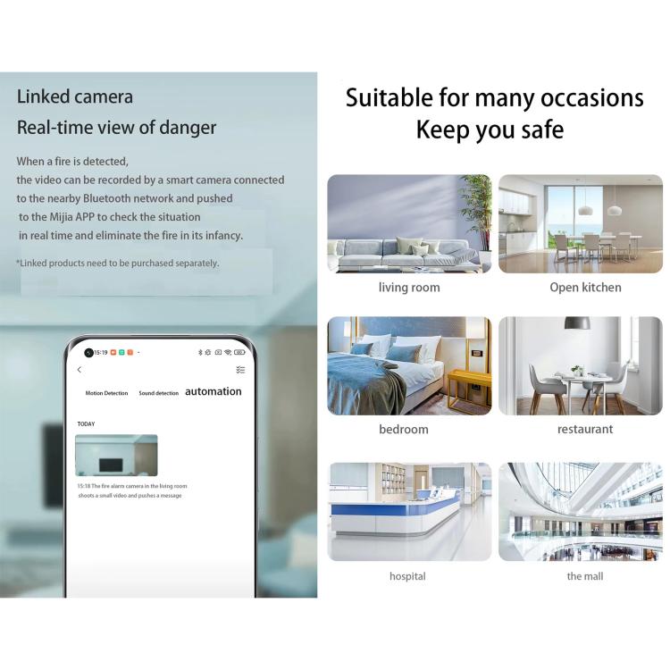 Original Xiaomi Mijia Honeywell alarma de incendio inteligente detector de humo alarma, funciona con puerta de enlace multifuncional (CA1001) Control de aplicación Mihome, APP Control