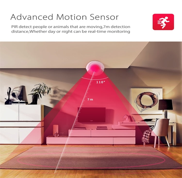 NEO NAS-PD01W Sensor de movimiento inalámbrico WiFi PIR, compatible con sistemas Android/IOS y LED rojo ultrabrillante