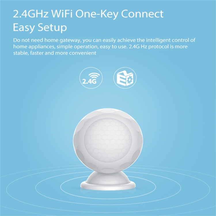 NEO NAS-PD02W Sensor de movimiento inalámbrico WiFi PIR, con soporte magnético y compatible con sistemas Android/IOS y LED rojo ultrabrillante