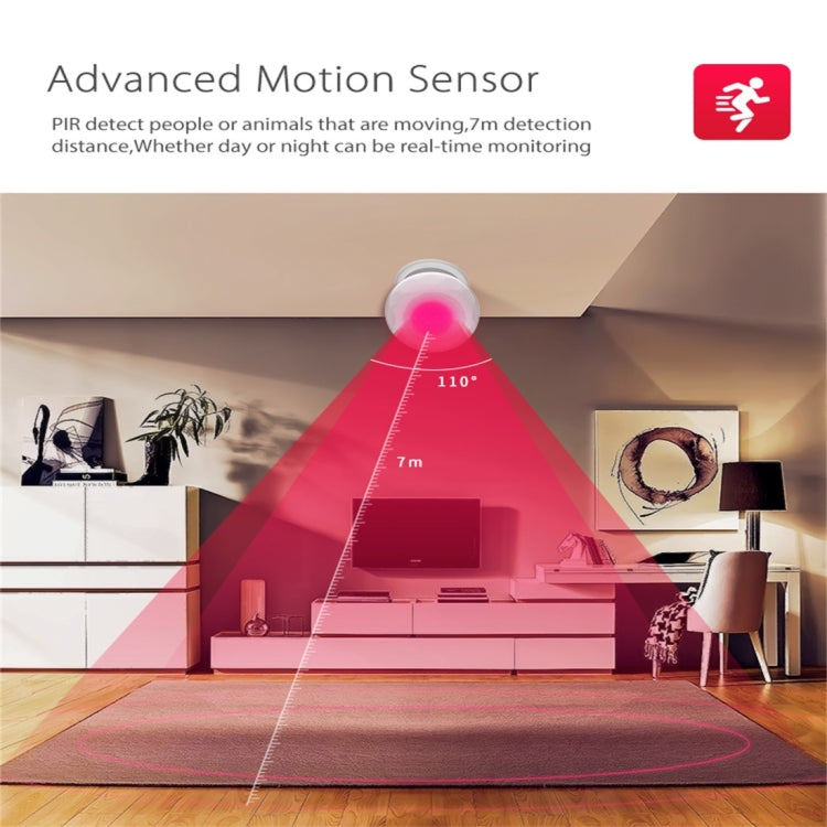 NEO NAS-PD02W Sensor de movimiento inalámbrico WiFi PIR, con soporte magnético y compatible con sistemas Android/IOS y LED rojo ultrabrillante