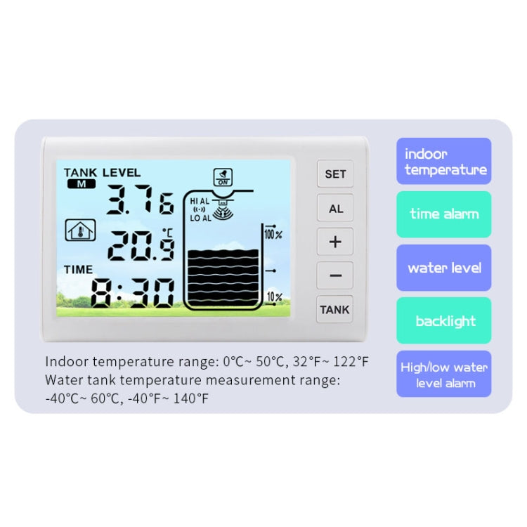 Medidor de nivel de líquido ultrasónico con carga solar TS-FT003, TS-FT003