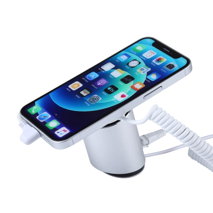 Soporte de pantalla cilíndrico con carcasa de aluminio Sistema de seguridad magnético digital Alarma antirrobo / Soporte de pantalla de alarma antirrobo para iPhone, iPod y iPad con puerto de 8 pines, Cylindrical 8 Pin