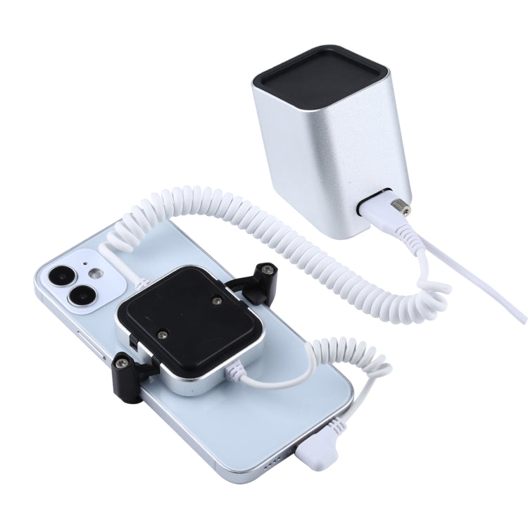 Carcasa de aluminio Soporte de alarma antirrobo de columna cuadrada Sistema de seguridad Alarma antirrobo / Soporte de pantalla de alarma antirrobo para iPhone y iPod con puerto de 8 pines, Square-column 8-Pin
