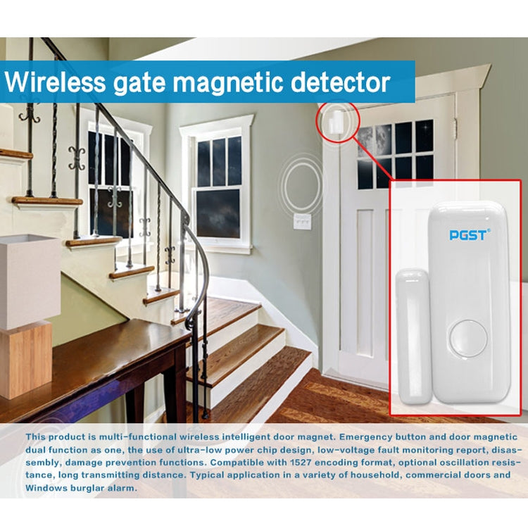 Sensor de ventana de puerta inalámbrico inteligente PB-67R con botón de emergencia, PB-67R