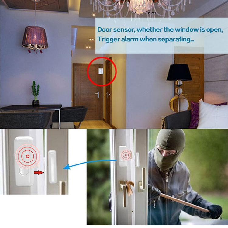 Sensor de ventana de puerta inalámbrico inteligente PB-67R con botón de emergencia, PB-67R