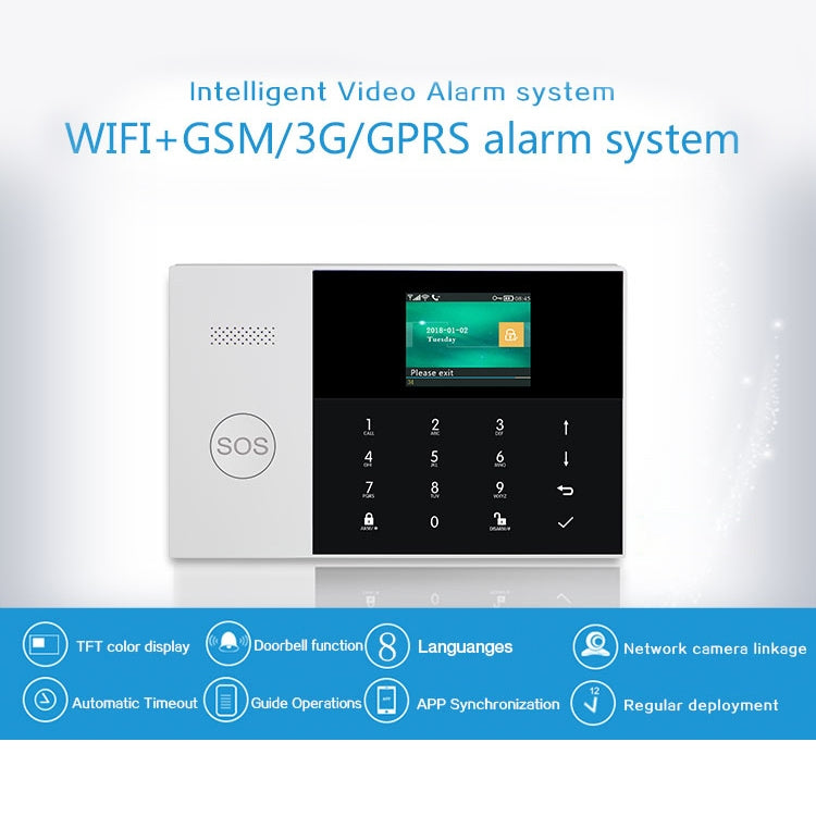 PG-105-GSM Sistema de alarma inteligente GSM/GPRS + WiFi con teclado táctil, pantalla LCD y función RFID, PG-105-GSM(EU Version)