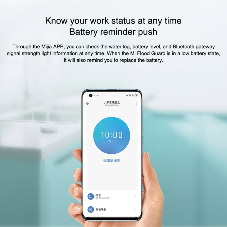 El protector de inundación Bluetooth inalámbrico original Xiaomi detecta de forma inteligente fugas de agua La aplicación de conexión del altavoz Xiaoai para recordar de forma remota el hogar inteligente, debe usarse con CA1001