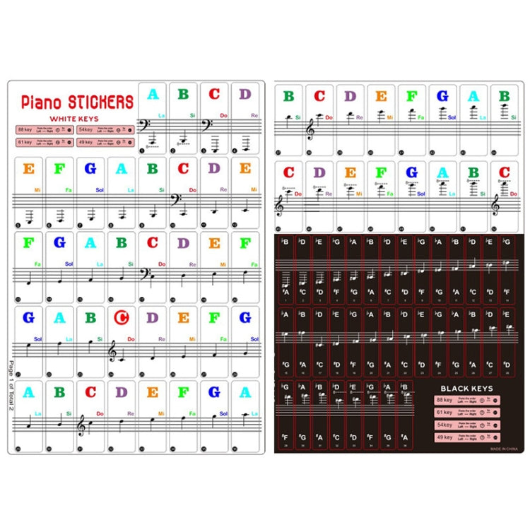 2 uds 88 / 61 / 54 / 49 teclas Piano órgano electrónico teclado rollo de mano Piano notación escala Musical pegatina transparente, 2 PCS Musical Scale Transparent Sticker