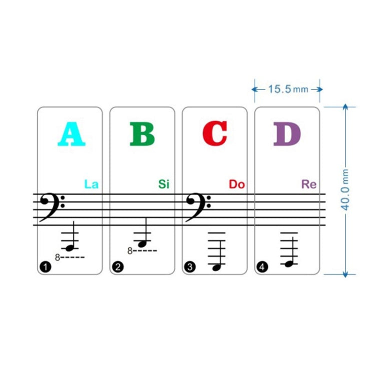 2 uds 88 / 61 / 54 / 49 teclas Piano órgano electrónico teclado rollo de mano Piano notación escala Musical pegatina transparente, 2 PCS Musical Scale Transparent Sticker