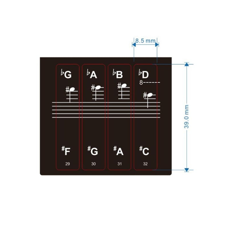 2 uds 88 / 61 / 54 / 49 teclas Piano órgano electrónico teclado rollo de mano Piano notación escala Musical pegatina transparente, 2 PCS Musical Scale Transparent Sticker