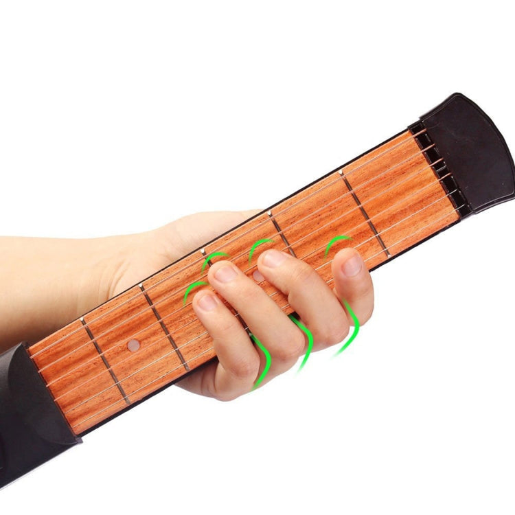 Herramienta de práctica de guitarra de bolsillo portátil de 6 trastes, herramienta de práctica de digitación de acordes para principiantes, 6 Fret Fingering Practice Tool