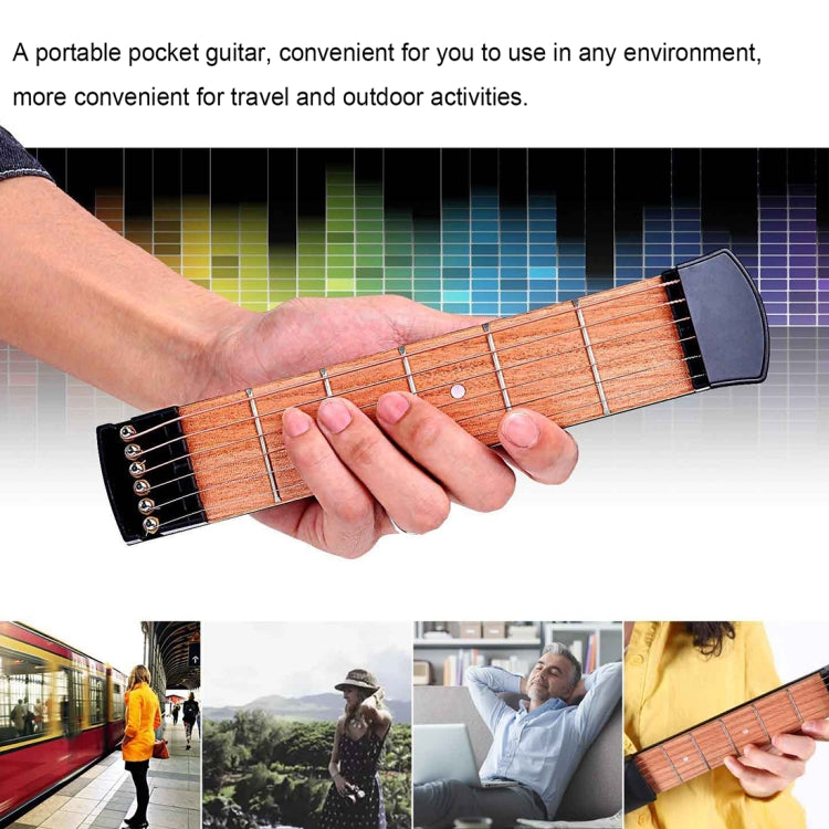 Herramienta de práctica de guitarra de bolsillo portátil de 6 trastes, herramienta de práctica de digitación de acordes para principiantes, 6 Fret Fingering Practice Tool