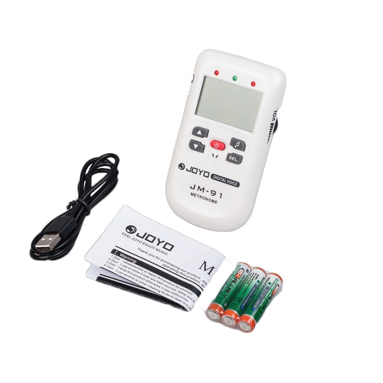 JOYO JM-91 Mini metrónomo Vocal multifuncional portátil, metrónomo electrónico Digital, generador de tonos, sintonizador para guitarra, violín, ukelele, JM-91 (White)