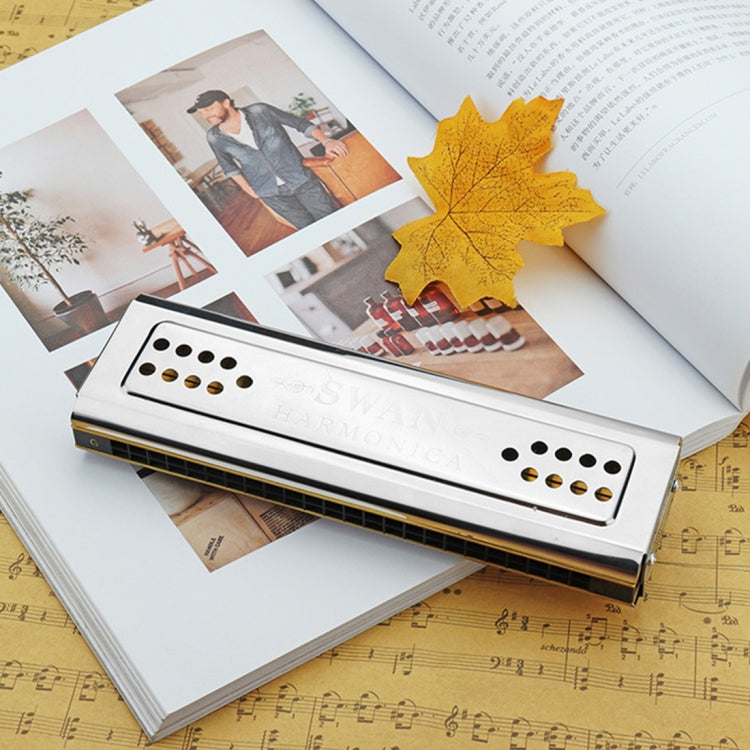 Swan SW24-12A Caja de polifonía para principiantes, armónica de doble cara con 24 agujeros, rendimiento para principiantes y adultos, SW24-12A 24-holes Polyphonic Harmonica