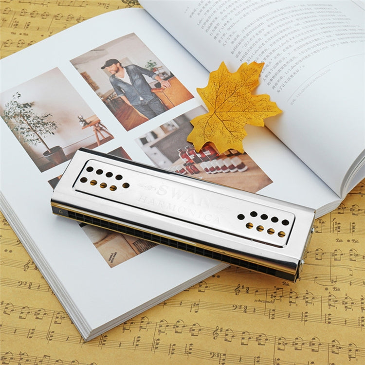 Swan SW24-12A Caja de polifonía para principiantes, armónica de doble cara con 24 agujeros, rendimiento para principiantes y adultos, SW24-12A 24-holes Polyphonic Harmonica