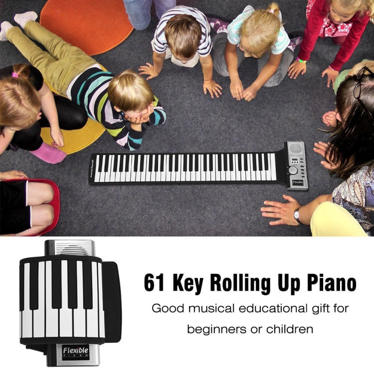 Piano de teclado suave electrónico enrollable Flexible portátil de 61 teclas con altavoces, 61 Keys
