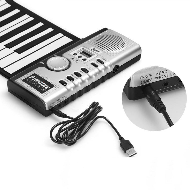 Piano de teclado suave electrónico enrollable Flexible portátil de 61 teclas con altavoces, 61 Keys