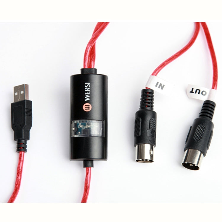 WERSI UM-18 Cable MIDI USB Cable MIDI MidiPort Línea de edición de música de batería electrónica para piano eléctrico, Longitud: 2 m
