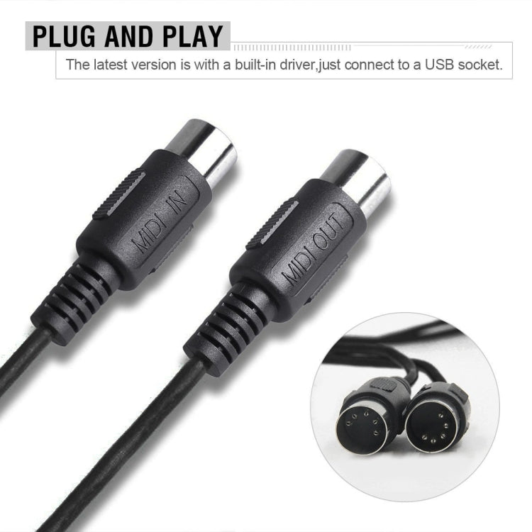 WERSI UM-18 Cable MIDI USB Cable MIDI MidiPort Línea de edición de música de batería electrónica para piano eléctrico, Longitud: 2 m