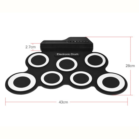 Tambor electrónico USB portátil de silicona con rollo manual, USB Electronic Drum(Black), Electronic Drum(Green)