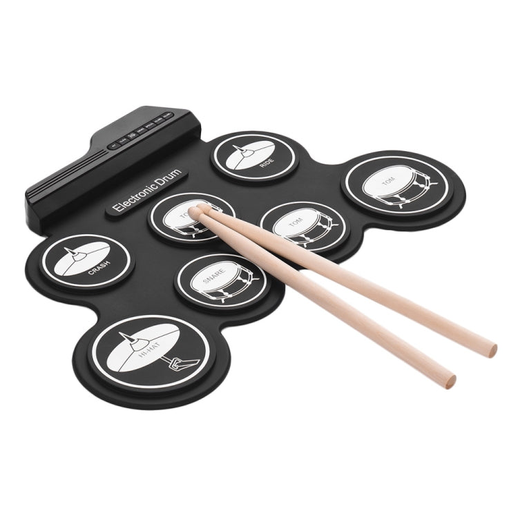 Tambor electrónico portátil de silicona con USB, versión con icono negro, Electronic Drum Black Icon Version