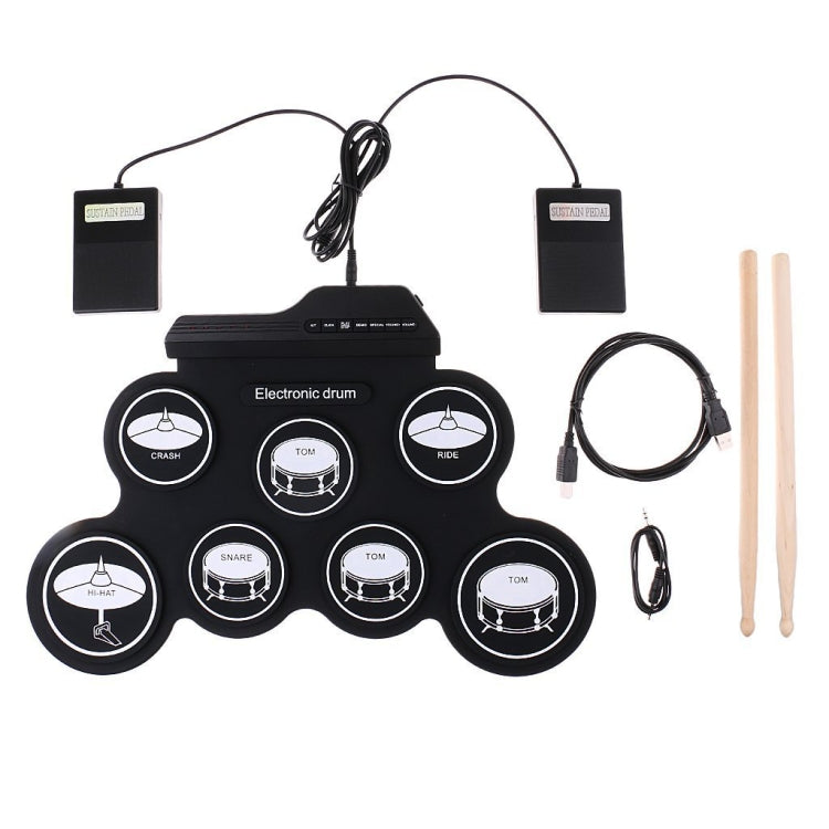 Tambor electrónico portátil de silicona con USB, versión con icono negro, Electronic Drum Black Icon Version