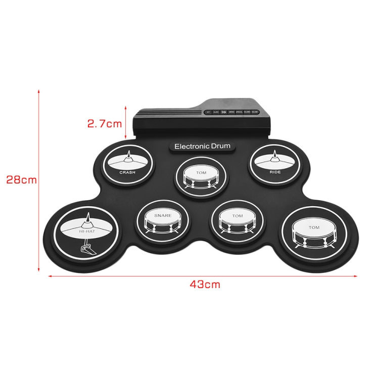 Tambor electrónico portátil de silicona con USB, versión con icono negro, Electronic Drum Black Icon Version