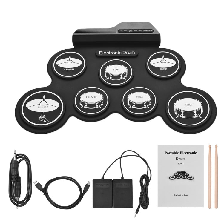 Tambor electrónico portátil de silicona con USB, versión con icono negro, Electronic Drum Black Icon Version