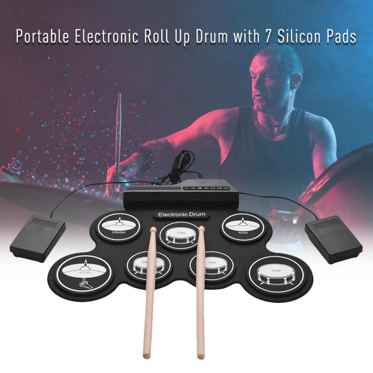 Tambor electrónico portátil de silicona con USB, versión con icono negro, Electronic Drum Black Icon Version