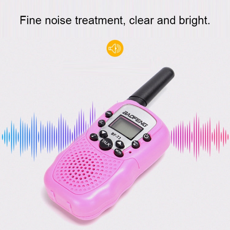 2 PCS BaoFeng BF-T3 1W Walkie Talkie portátil con radio de banda única para niños con función de monitor, enchufe de la UE, BF-T3 EU Plug