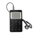 Minireceptor de radio estéreo recargable de dos bandas AM/FM portátil con pantalla LCD, conector para auriculares y cordón