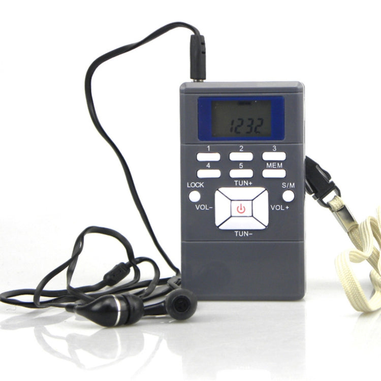 Mini receptor de radio portátil con pantalla LCD digital de modulación de frecuencia con conector para auriculares y cordón