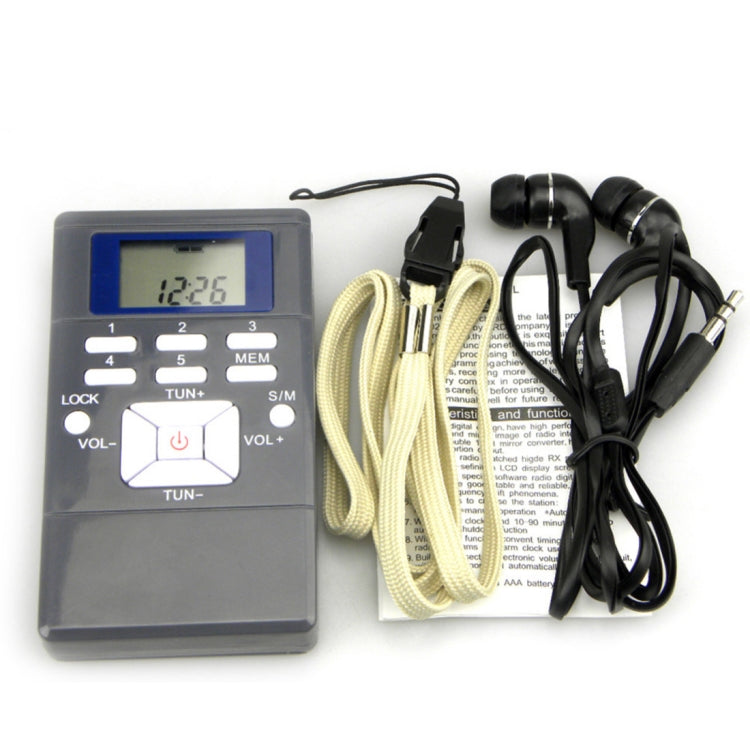 Mini receptor de radio portátil con pantalla LCD digital de modulación de frecuencia con conector para auriculares y cordón