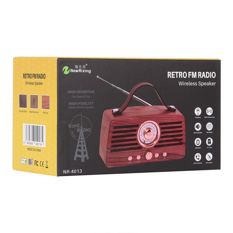 NewRixing NR-4013 Altavoz FM inalámbrico de mano con textura de ceniza de Manchuria Retro con función de llamada, compatible con tarjeta TF y disco U