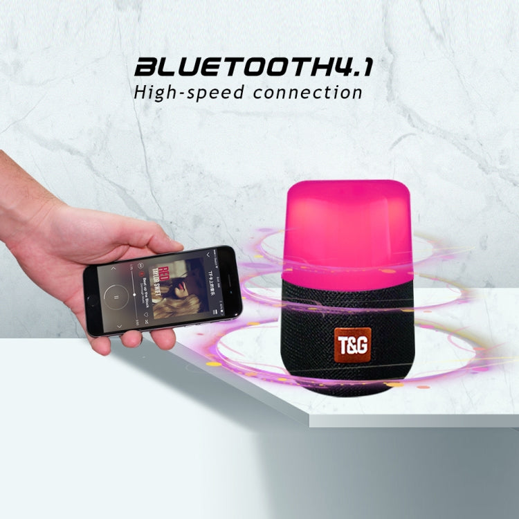 T&G TG168 Altavoz estéreo inalámbrico portátil Bluetooth V5.0 con asa, micrófono incorporado, soporte de luz LED intermitente, tarjeta TF, disco U, entrada auxiliar y FM, TG168