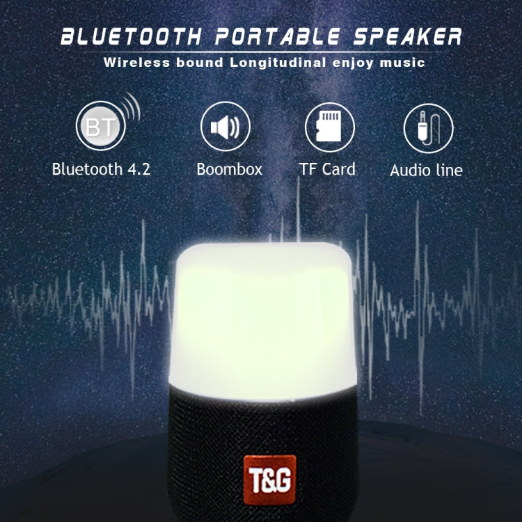 T&G TG168 Altavoz estéreo inalámbrico portátil Bluetooth V5.0 con asa, micrófono incorporado, soporte de luz LED intermitente, tarjeta TF, disco U, entrada auxiliar y FM, TG168
