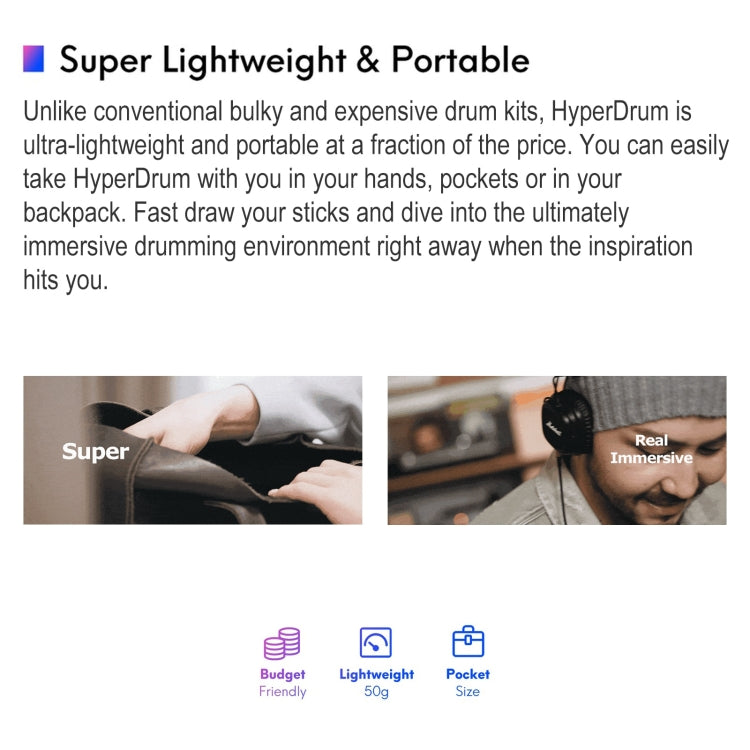 Hyperdrum Somatosensory Virtual Drum Kit Instrumento musical portátil inteligente, Hyperdrum Somatosensory Virtual Drum