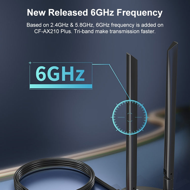 COMFAST CF-AX210 PLUS 5374Mbps Tribanda + Bluetooth 5.2 Tarjeta de red inalámbrica WiFi6E PCI-E, CF-AX210 PLUS