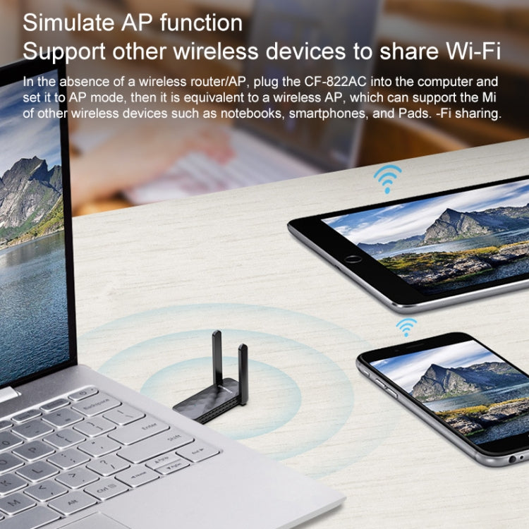COMFAST CF-822AC 600Mbps 5G Receptor adaptador de red USB Wifi de doble banda, CF-822AC