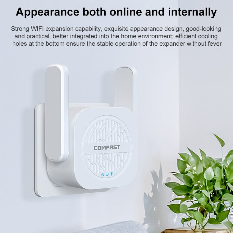 COMFAST CF-WR765AC Amplificador repetidor inalámbrico de doble banda de 1200 Mbps con antena externa, CF-WR765AC