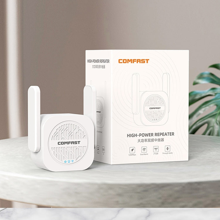 COMFAST CF-WR765AC Amplificador repetidor inalámbrico de doble banda de 1200 Mbps con antena externa, CF-WR765AC