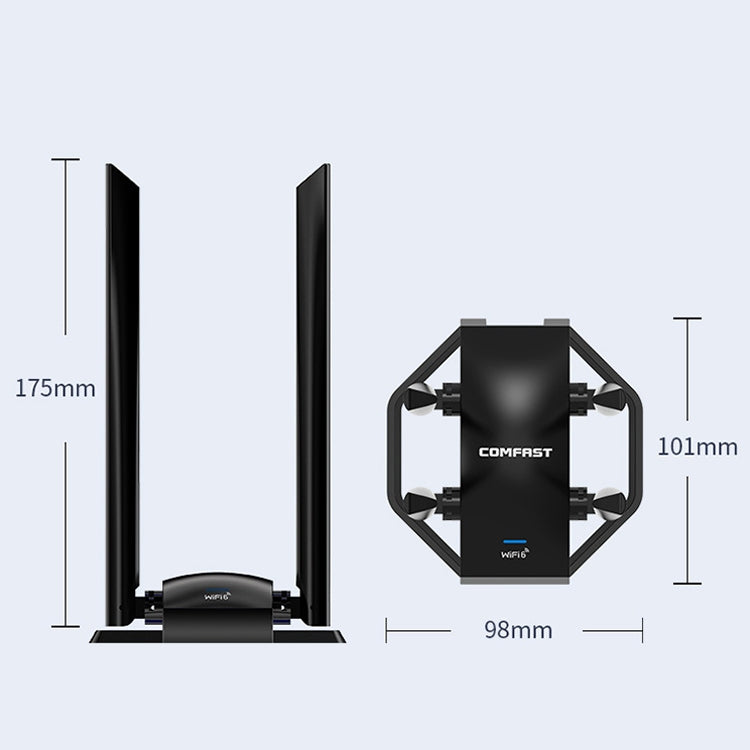 COMFAST CF-966AX Free-drive Dual Band 1800Mbps USB3.0 Adaptador inalámbrico WiFi 6 de alta potencia, CF-966AX
