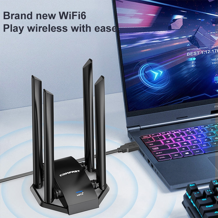 COMFAST CF-966AX Free-drive Dual Band 1800Mbps USB3.0 Adaptador inalámbrico WiFi 6 de alta potencia, CF-966AX