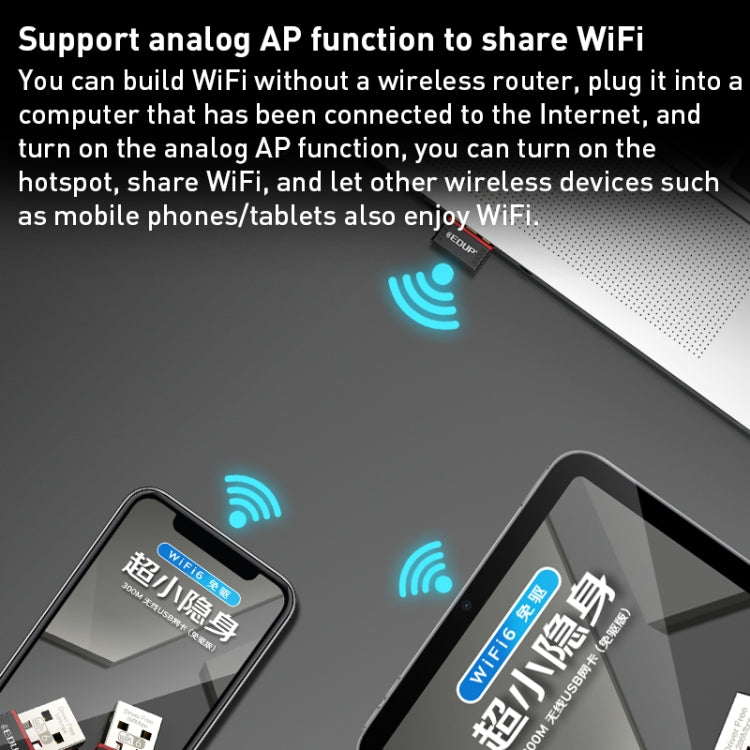 EP-A300 300 Mbps WiFi 6 USB Free Driver Adaptador de red, EP-AX300