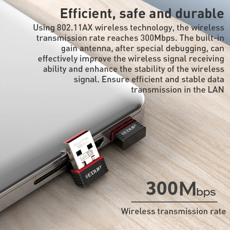EP-A300 300 Mbps WiFi 6 USB Free Driver Adaptador de red, EP-AX300