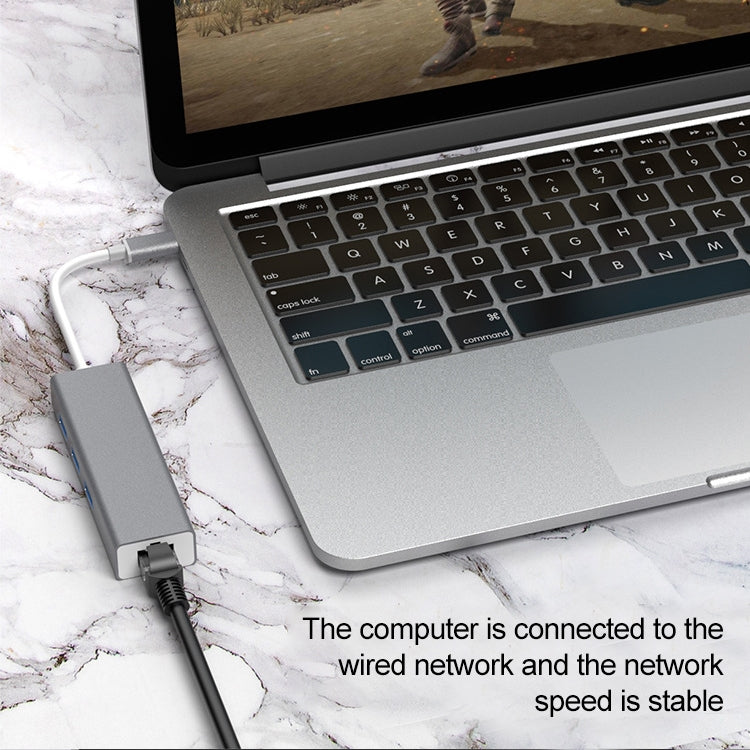 USB-C / Type-C a Fast Ethernet RJ45 y 3 x USB 3.0 Adaptador Convertidor HUB, Fast Ethernet