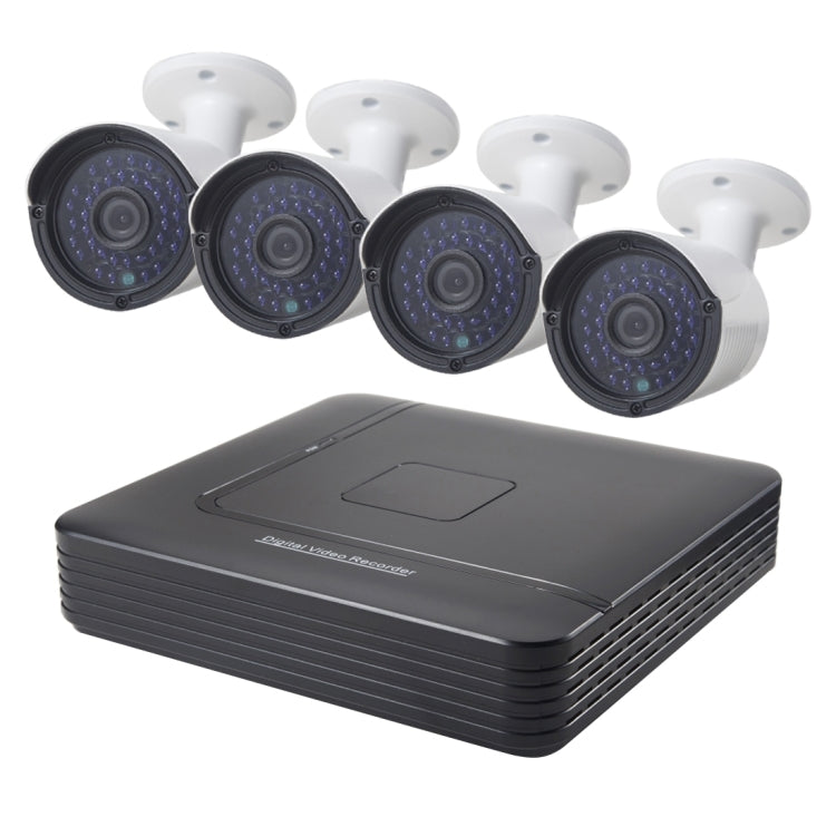 Kit NVR de cámara IP tipo bala A4B2 de 4 canales, compatible con visión nocturna/detección de movimiento, distancia IR: 20 m, A4B2/Kit 720P, A4B2/Kit 1080P, A4B2/Kit 960P