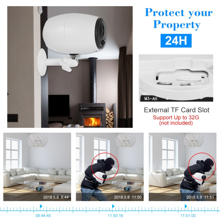 VESAFE VS-DC01 Cámara IP inalámbrica Wifi de audio bidireccional HD 720P de seguridad, compatible con visión nocturna, detección PIR y tarjeta TF, IP54 a prueba de agua, VS-DC01